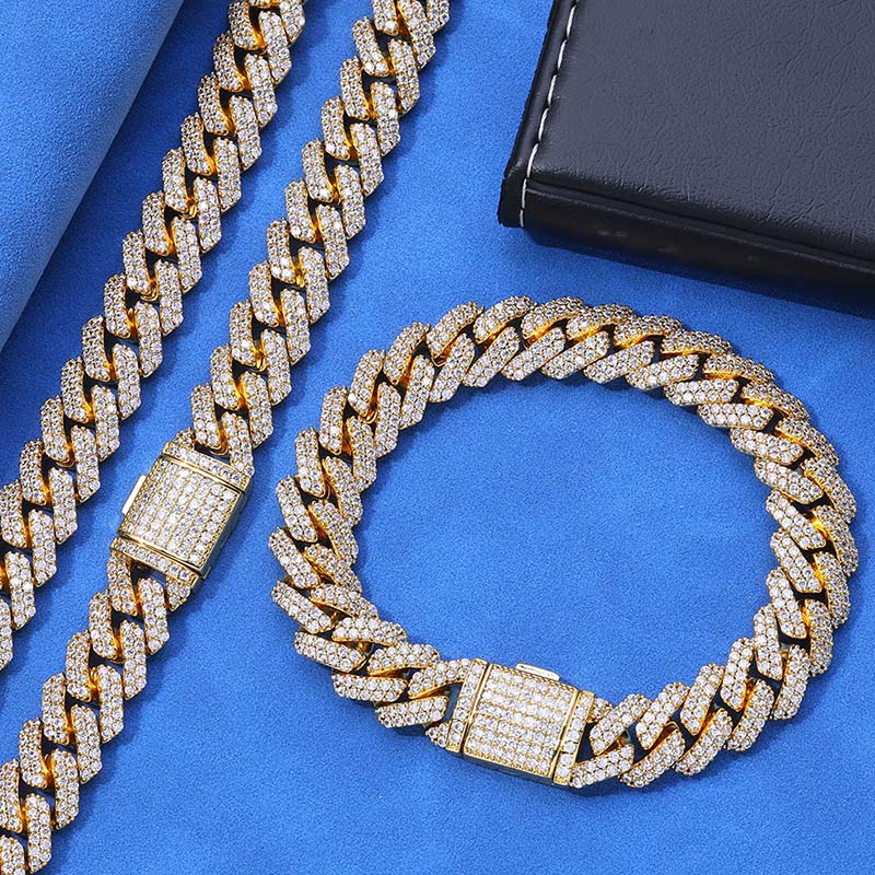 12MM*8inches Pass Test Pen GRA Certificate Moissanite Cuban Link Bracelet