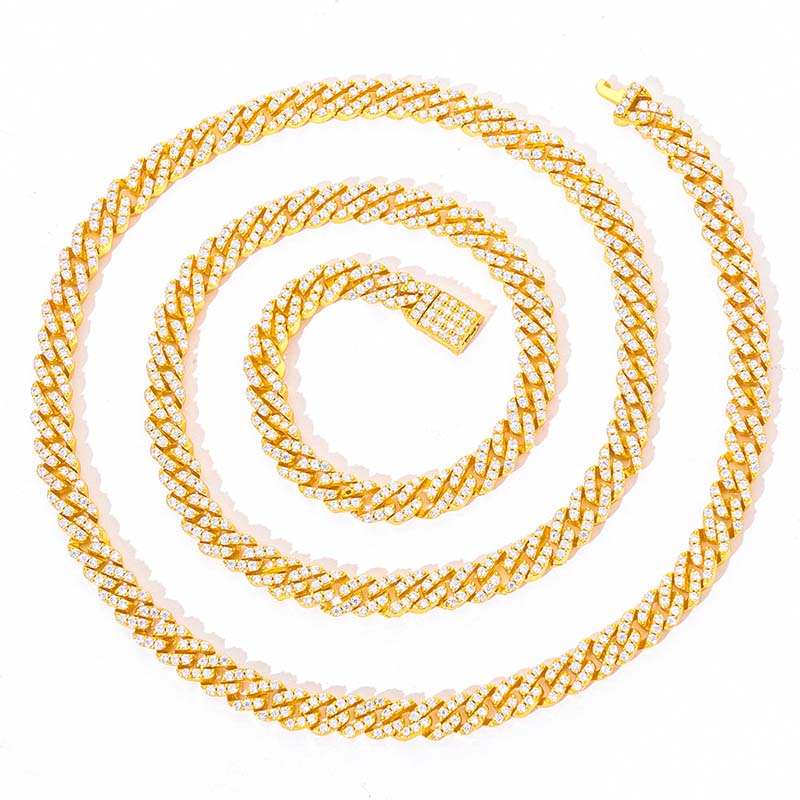  5MM*22inches D Color Pass Test Pen GRA Certificate Moissanite Cuban Link Chain