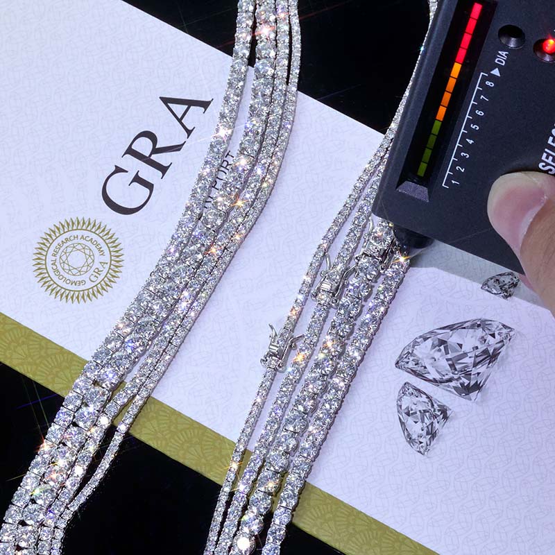 925 Sterling Silver Moissanite Diamond 4mm*22inchTennis Chain Necklace
