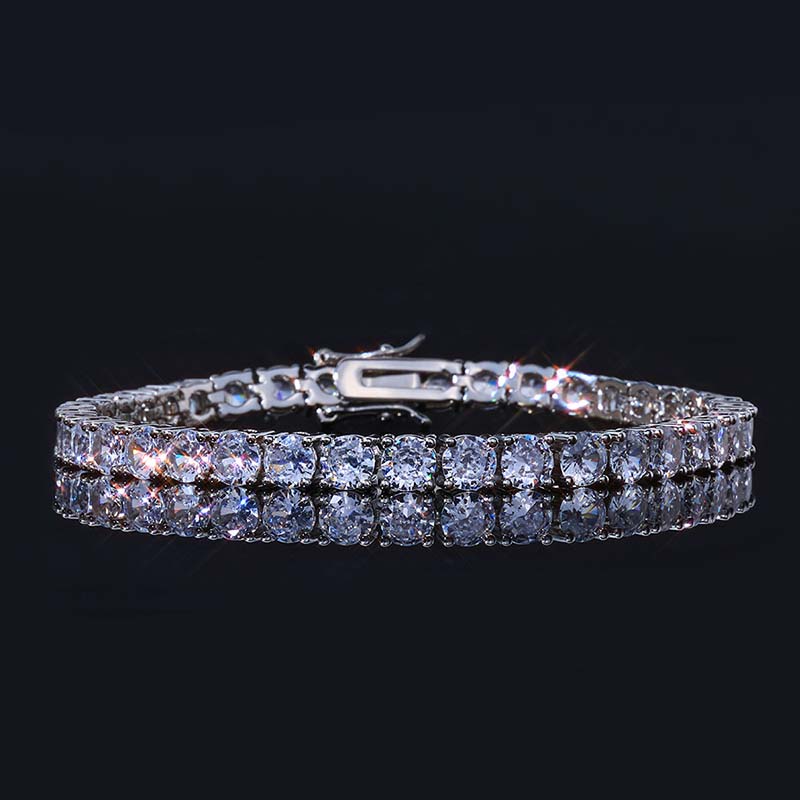 925 Sterling Silver Moissanite Diamond 4mm*8inchTennis Bracelet Hip Hop Jewelry