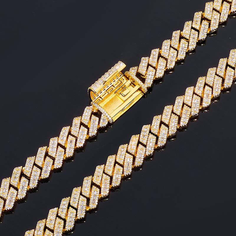 14MM*20inches Pass Test Pen GRA Certificate Moissanite Cuban Link Chain