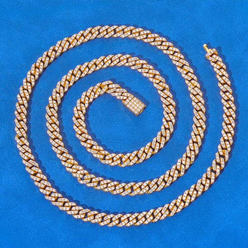  5MM*22inches D Color Pass Test Pen GRA Certificate Moissanite Cuban Link Chain