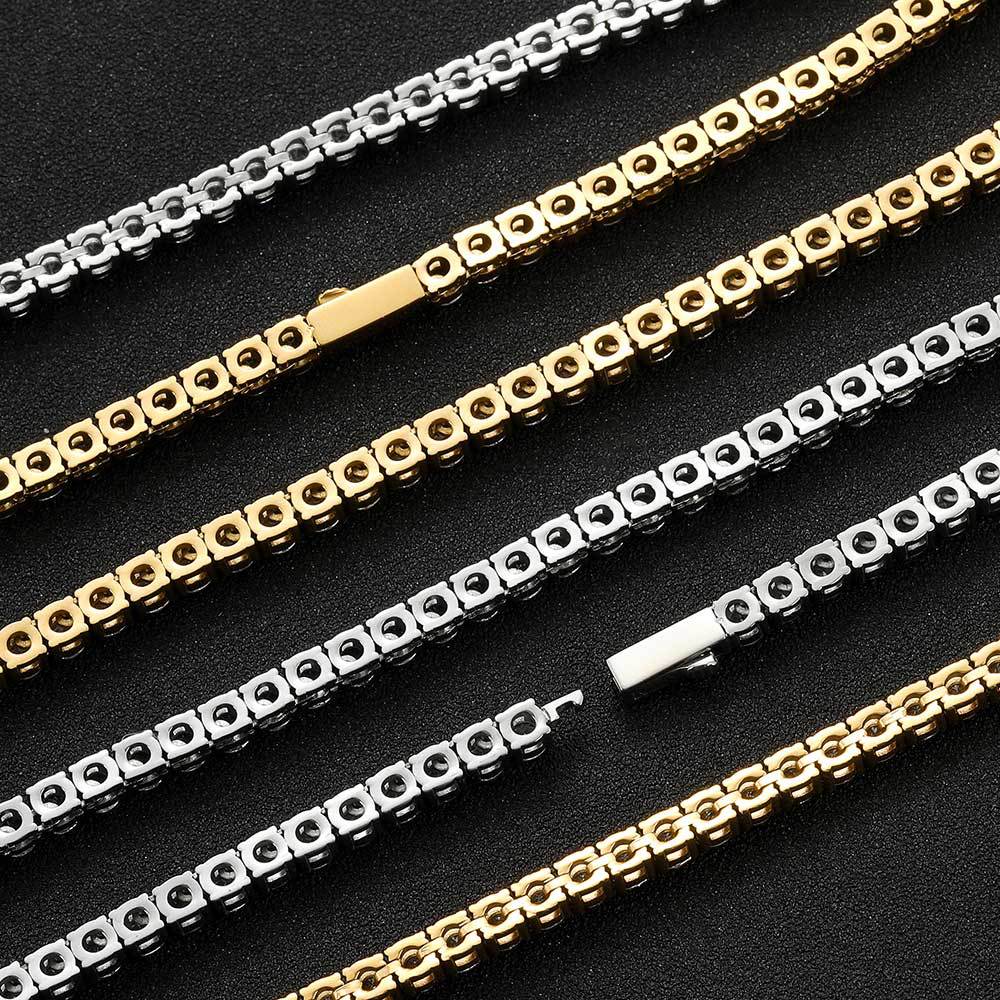 White Gold Plated 4mm*22inch Box ClaspTennis Chain Necklace Hip Hop Jewelry