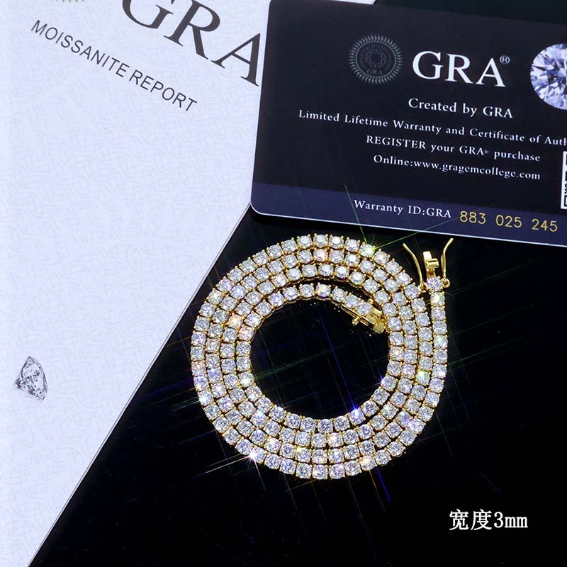 925 Sterling Silver 18k Gold Plated Moissanite Diamond 4mm*8inchTennis Bracelet