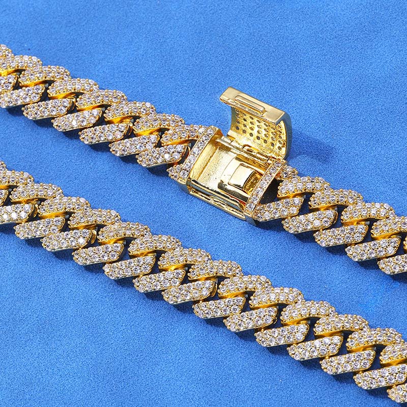 12MM*8inches Pass Test Pen GRA Certificate Moissanite Cuban Link Bracelet