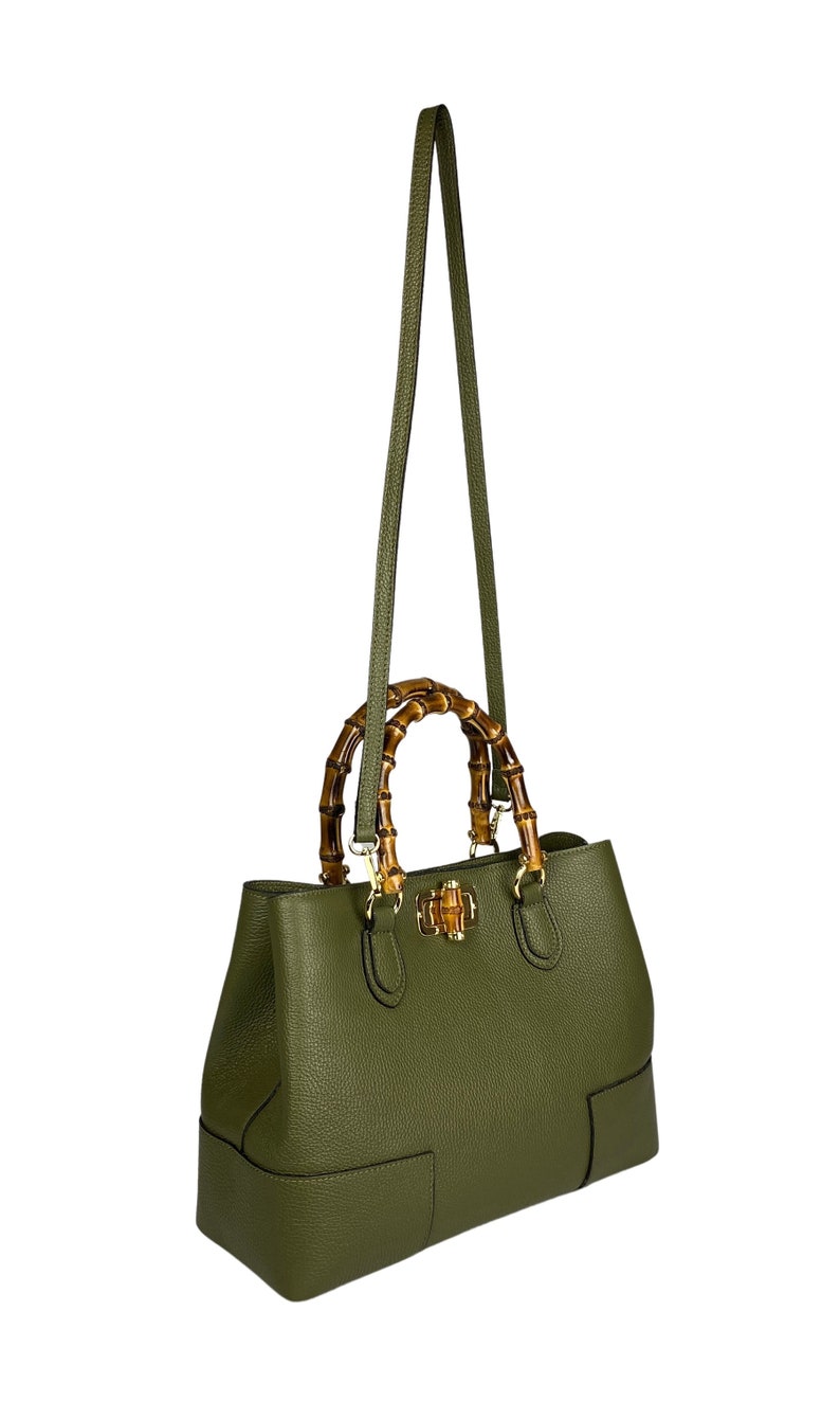 Italian Leather Handbags, Bamboo Handle Bag, Genuine Leather Handbags for Women, Handmade Leather Bag, Crossbody Leather Shoulder Bag