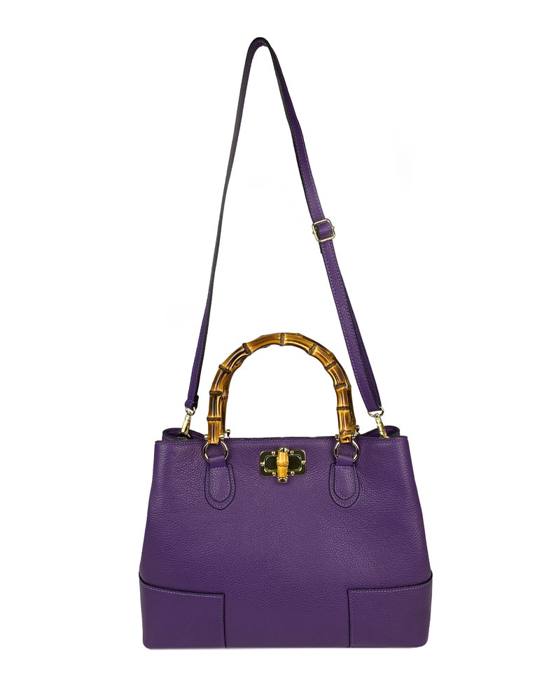 Italian Leather Handbags, Bamboo Handle Bag, Genuine Leather Handbags for Women, Handmade Leather Bag, Crossbody Leather Shoulder Bag