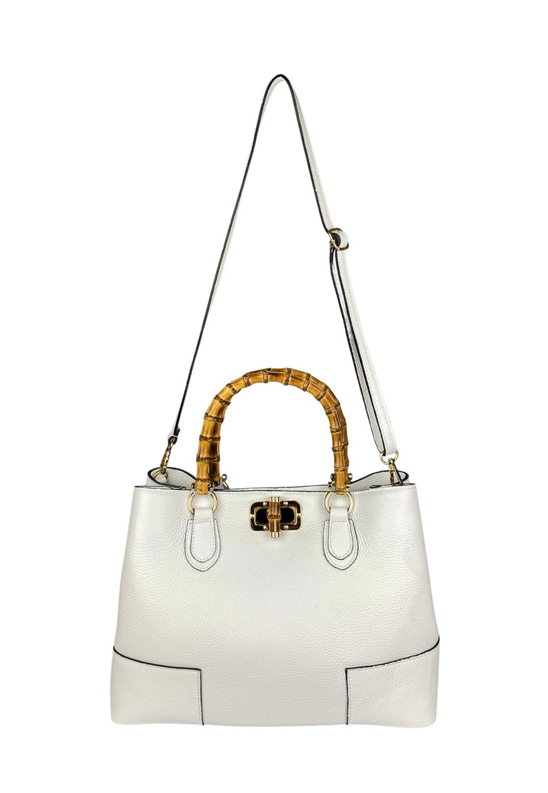 Italian Leather Handbags, Bamboo Handle Bag, Genuine Leather Handbags for Women, Handmade Leather Bag, Crossbody Leather Shoulder Bag
