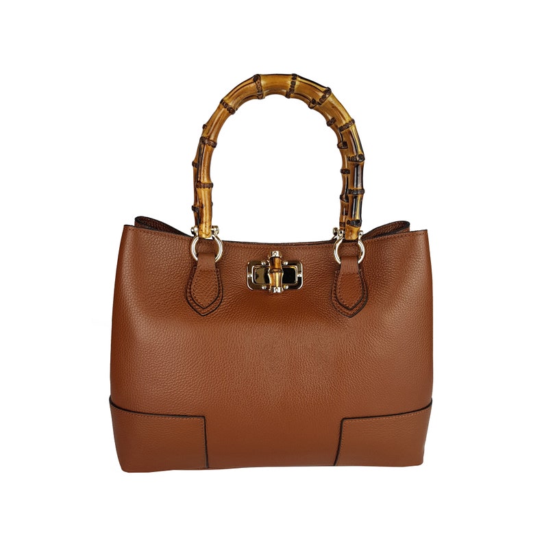 Italian Leather Handbags, Bamboo Handle Bag, Genuine Leather Handbags for Women, Handmade Leather Bag, Crossbody Leather Shoulder Bag