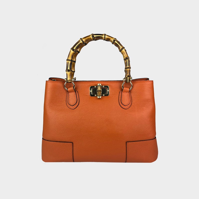 Italian Leather Handbags, Bamboo Handle Bag, Genuine Leather Handbags for Women, Handmade Leather Bag, Crossbody Leather Shoulder Bag