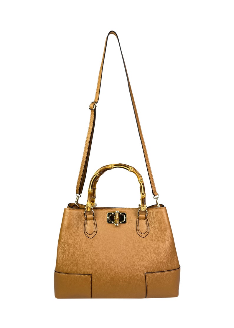 Italian Leather Handbags, Bamboo Handle Bag, Genuine Leather Handbags for Women, Handmade Leather Bag, Crossbody Leather Shoulder Bag