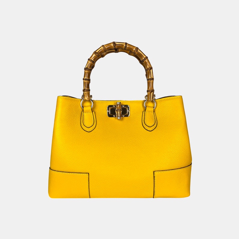 Leather Bag, Bamboo Handle Handbag, Handmade Leather Bag, Woman Leather Bag, Elegant Leather Bag, Leather Purse Crossbody, Made in Italy