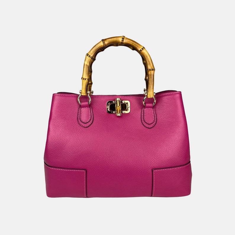 Leather Handbags for Women, Bamboo Handle Bag, Made in Italy Handbag, Handmade Leather Bag, Shoulder and Crossbody Bag, Elegant Bag