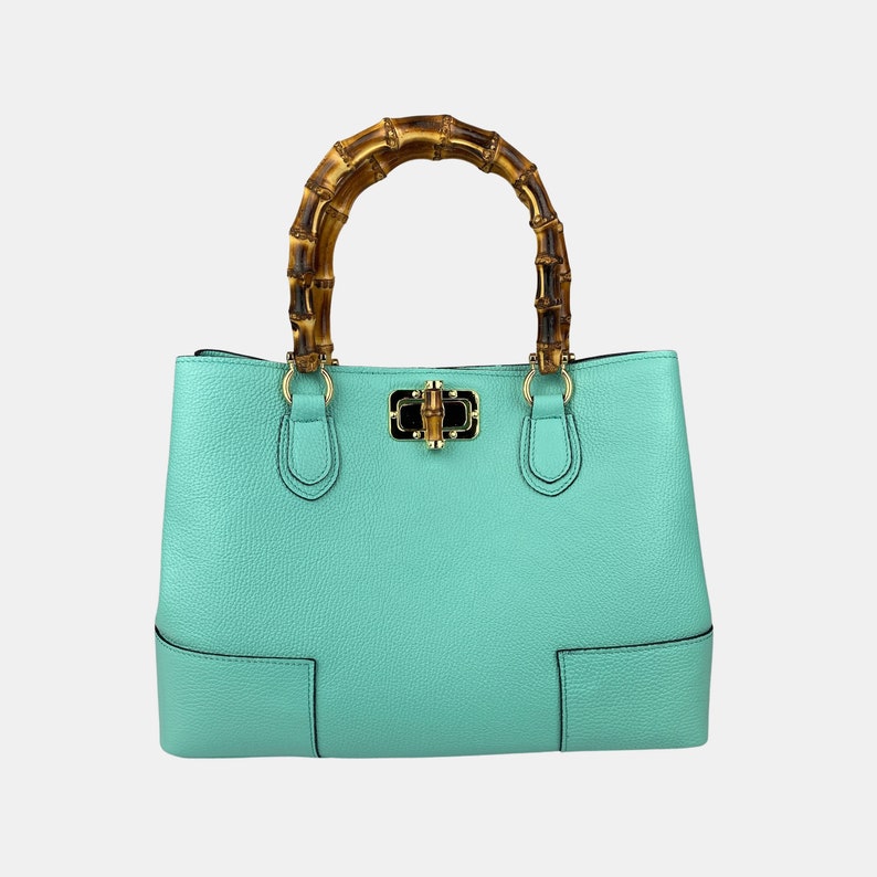Italian Leather Handbags, Bamboo Handle Bag, Genuine Leather Handbags for Women, Handmade Leather Bag, Crossbody Leather Shoulder Bag