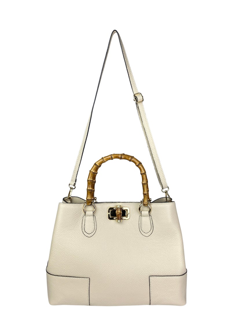 Italian Leather Handbags, Bamboo Handle Bag, Genuine Leather Handbags for Women, Handmade Leather Bag, Crossbody Leather Shoulder Bag