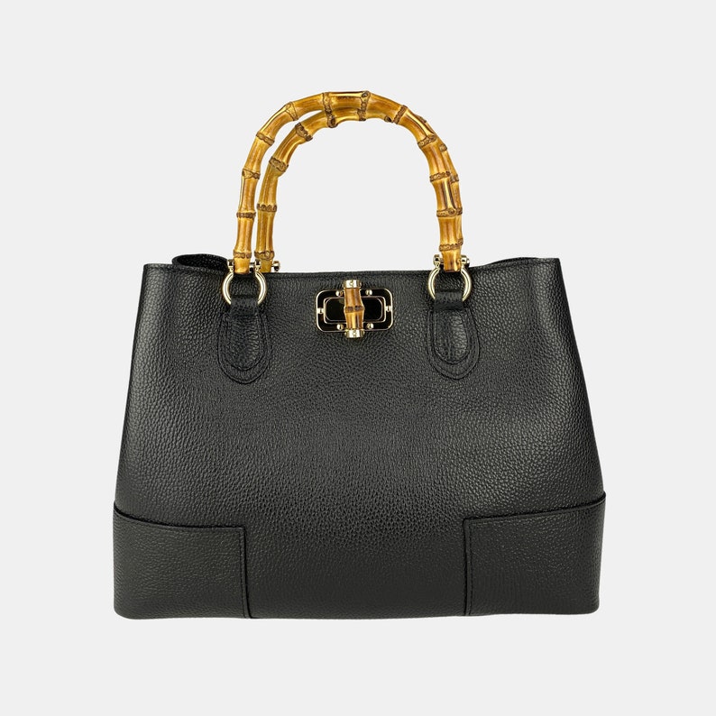Leather Handbags for Women, Bamboo Handle Bag, Made in Italy Handbag, Handmade Leather Bag, Shoulder and Crossbody Bag, Elegant Bag