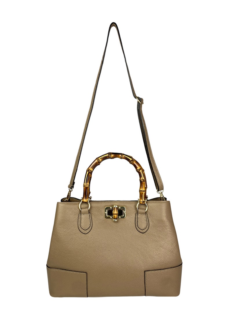 Italian Leather Handbags, Bamboo Handle Bag, Genuine Leather Handbags for Women, Handmade Leather Bag, Crossbody Leather Shoulder Bag