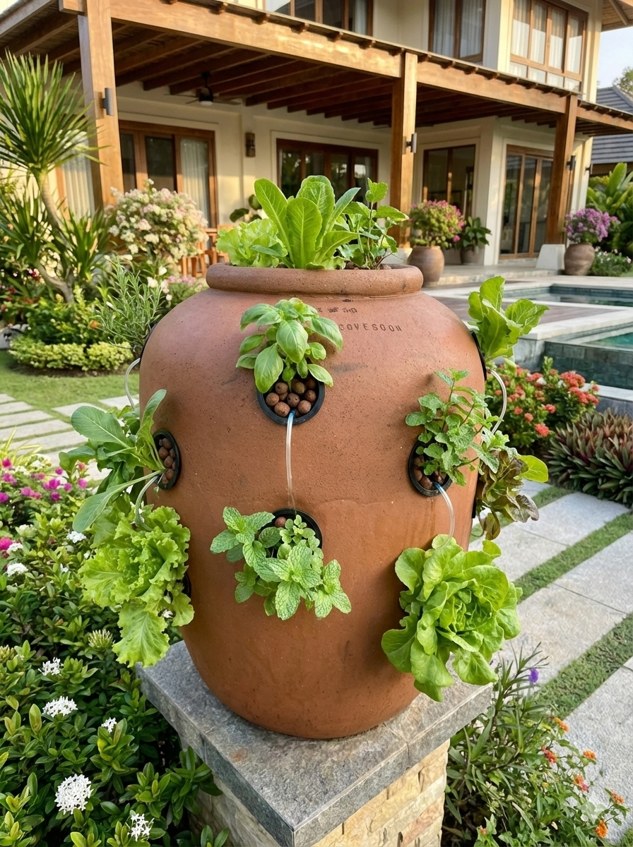 Large Terracotta Hydroponic Planter