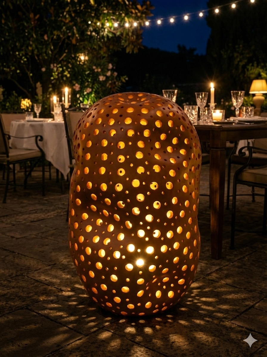 Large Outdoor Perforated Lantern Lamp