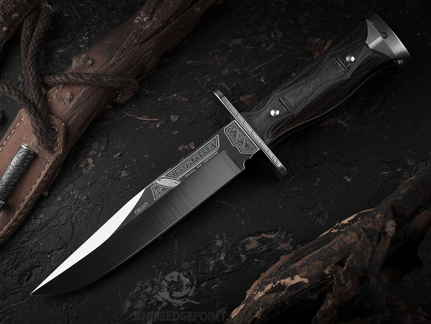 Custom Hand Made Damascus Hunting Bowie