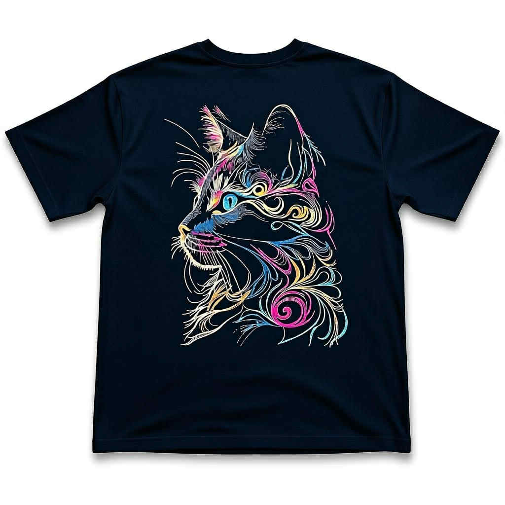 Artistic Cat Print T-Shirt