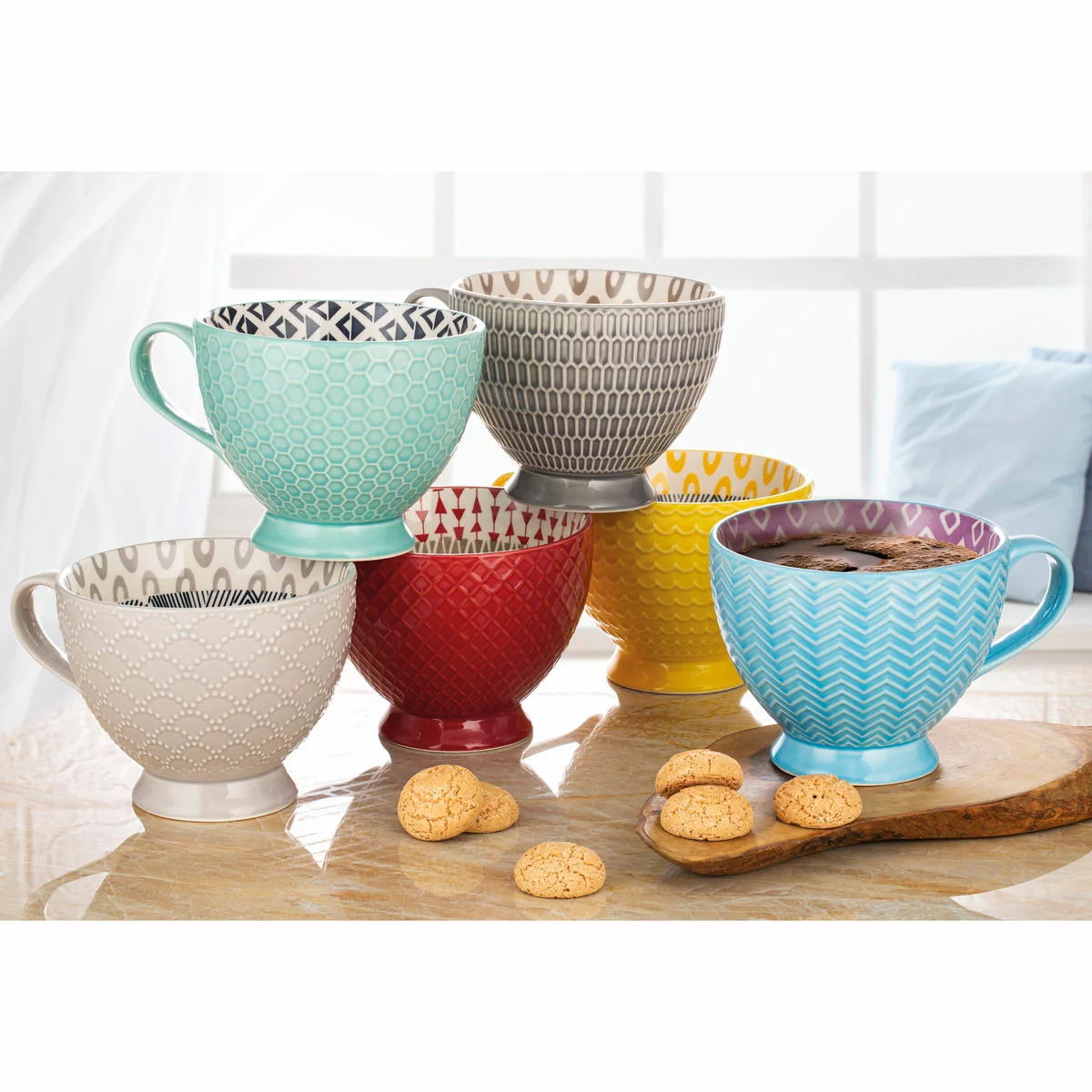 Signature Housewares Jumbo Footed Mugs, 6 pack