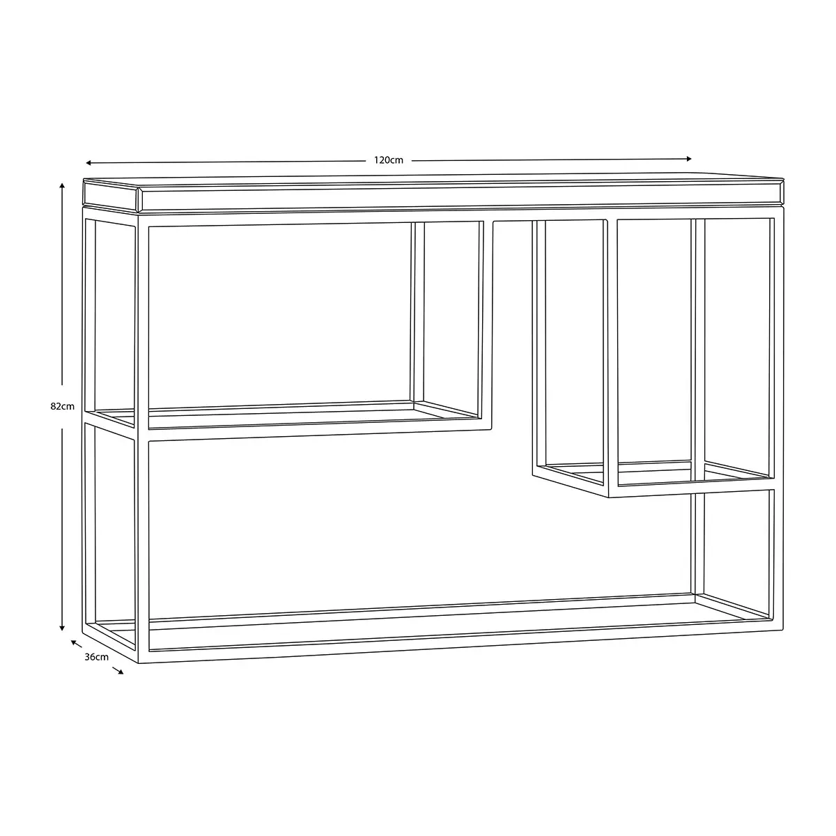 Gallery Cheshire Black Console Table with Mirrored