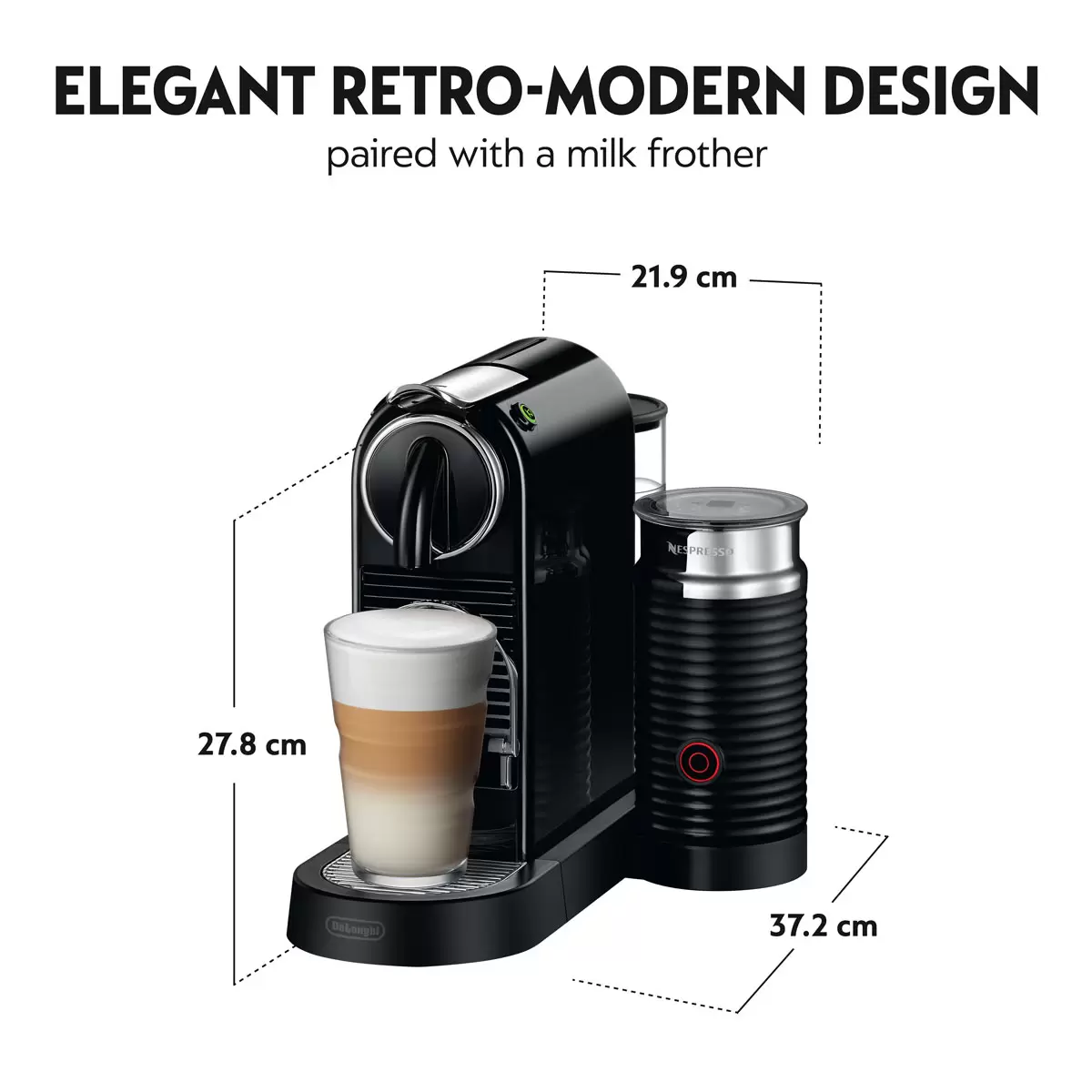Nespresso by De'Longhi Citiz Capsule Coffee Machine & Aeroccino Milk Frother, Black