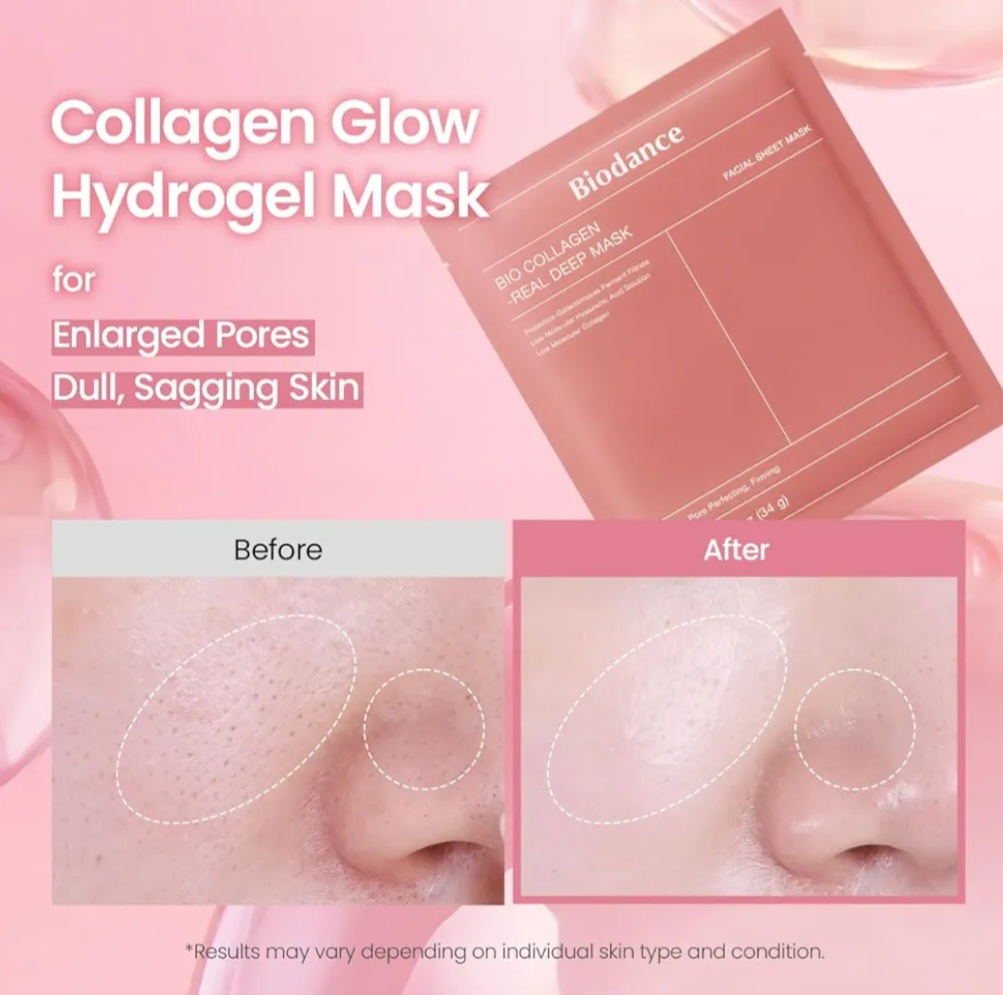 BIODANCE Bio-Collagen Real Deep Face Mask 4 Pcs | Hydrogel Overnight Mask | Pore Minimizing and Elasticity Improvement | Korean Face Mask for Glass Skin | Korean Skincare