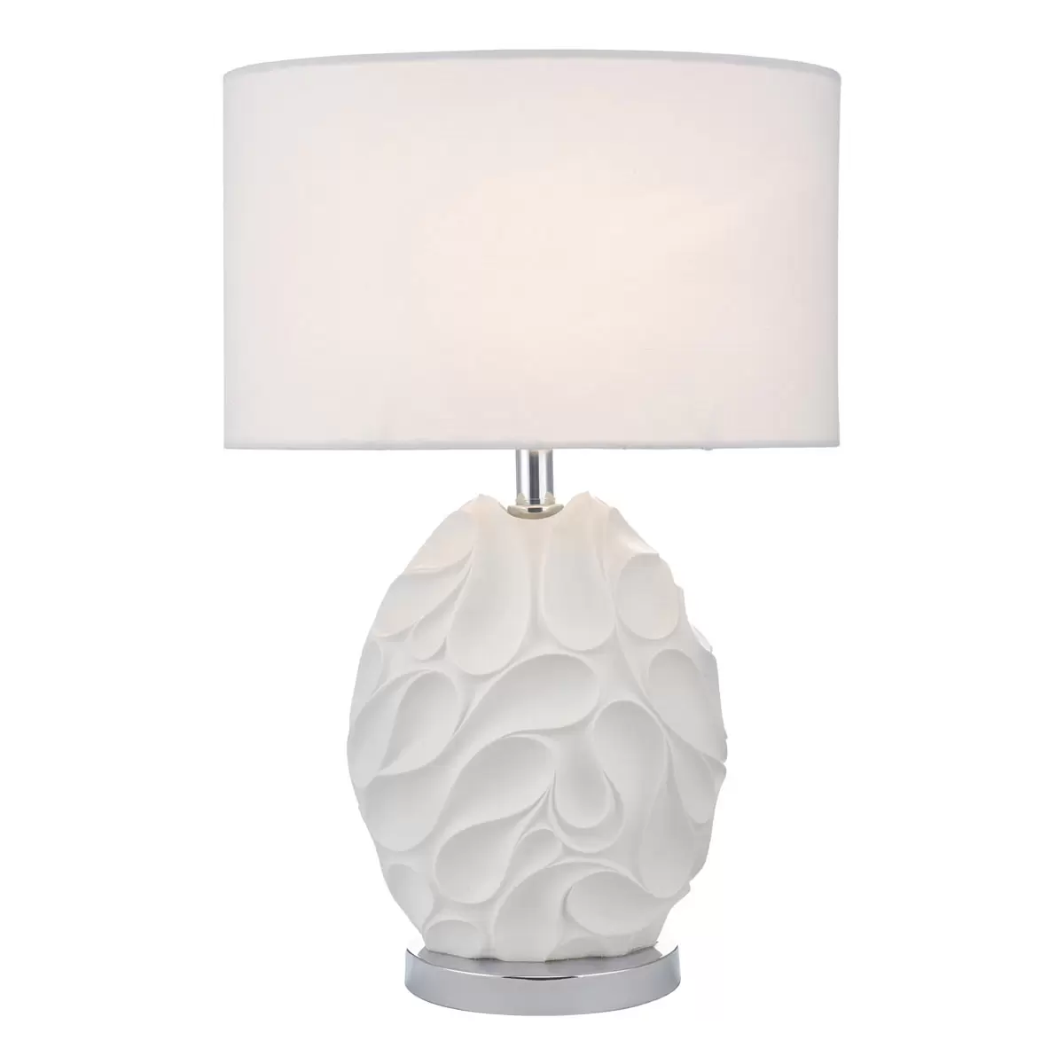 Zachary Textured Oval Table Lamp with White Linen Shade