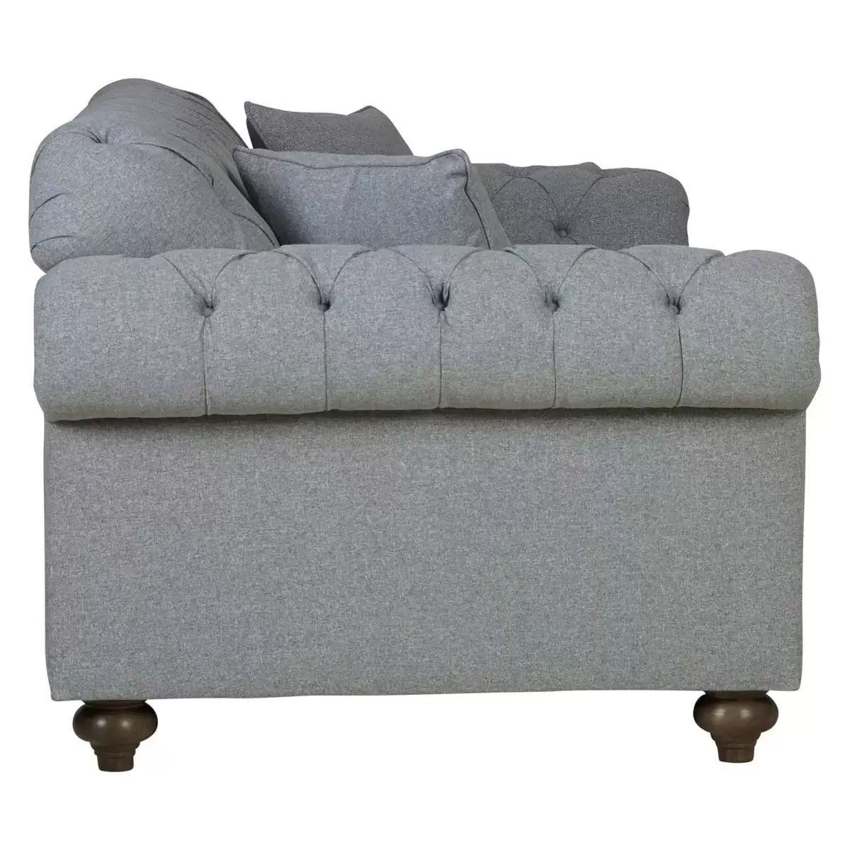 Bordeaux Button Back Grey Fabric Armchair
