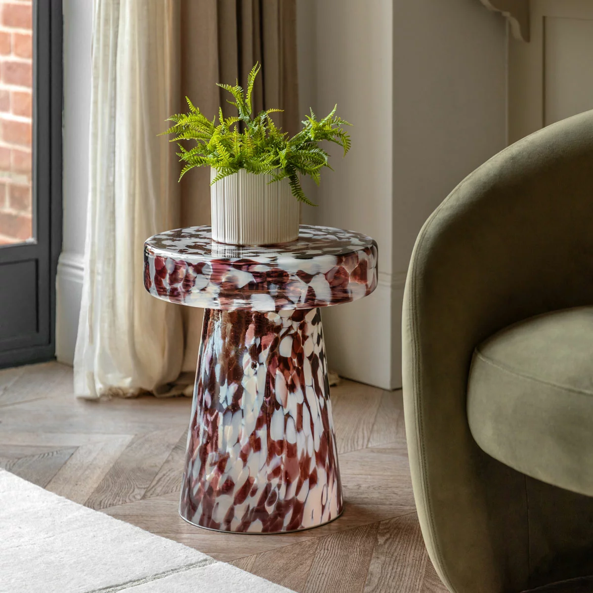 Gallery Murano Brown Glass Side Table
