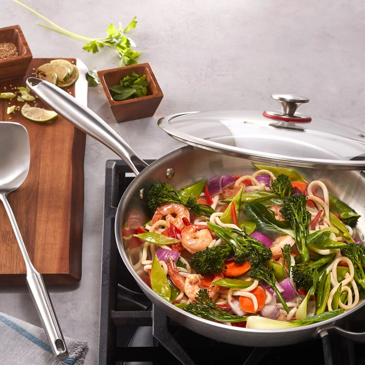 MIU Stainless Steel 34cm Wok & Utensil