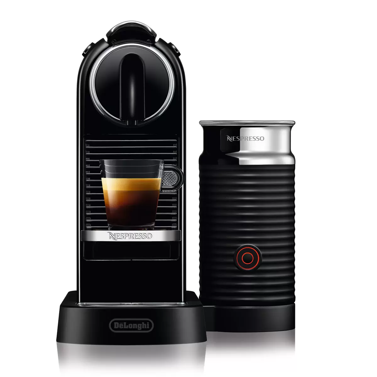 Nespresso by De'Longhi Citiz Capsule Coffee Machine & Aeroccino Milk Frother, Black