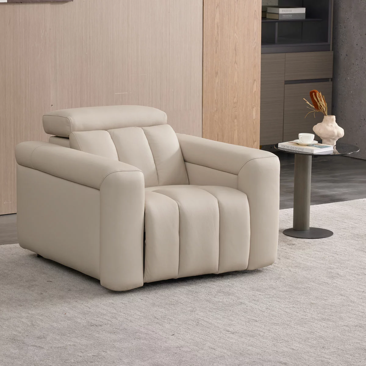 Dallas Cream Leather Power Recliner Armchair