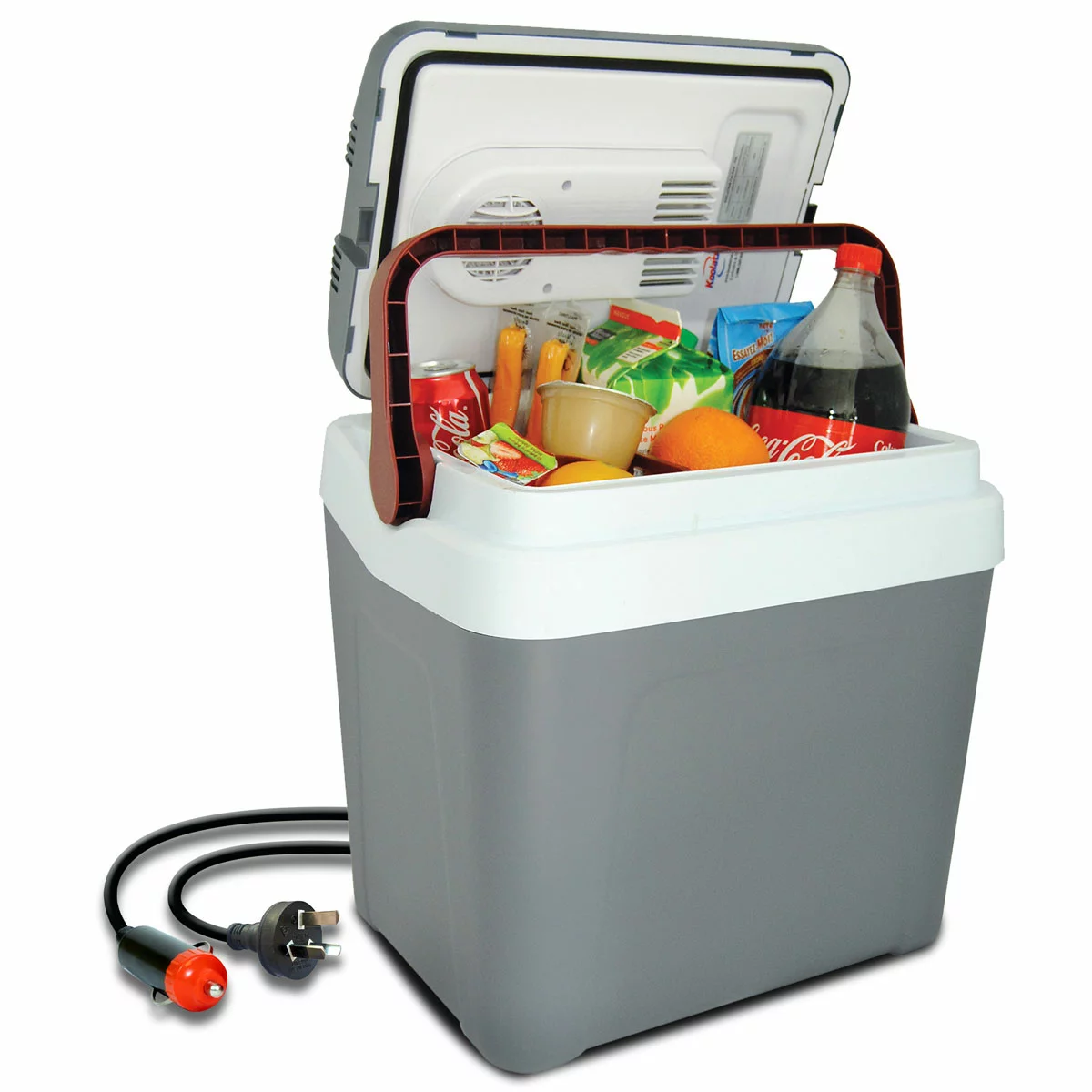 Koolatron 12V Electric Cooler 24L, Cool/Warm Box with Adjustable Strap in Grey