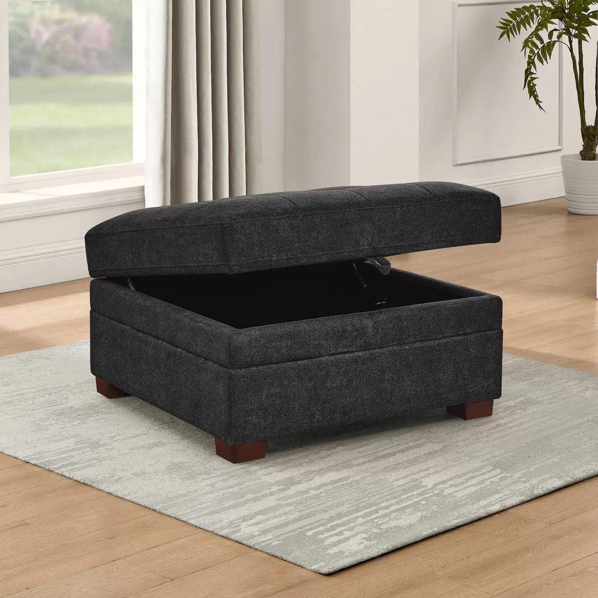 Thomasville Tisdale Dark Grey Fabric Storage Ottoman