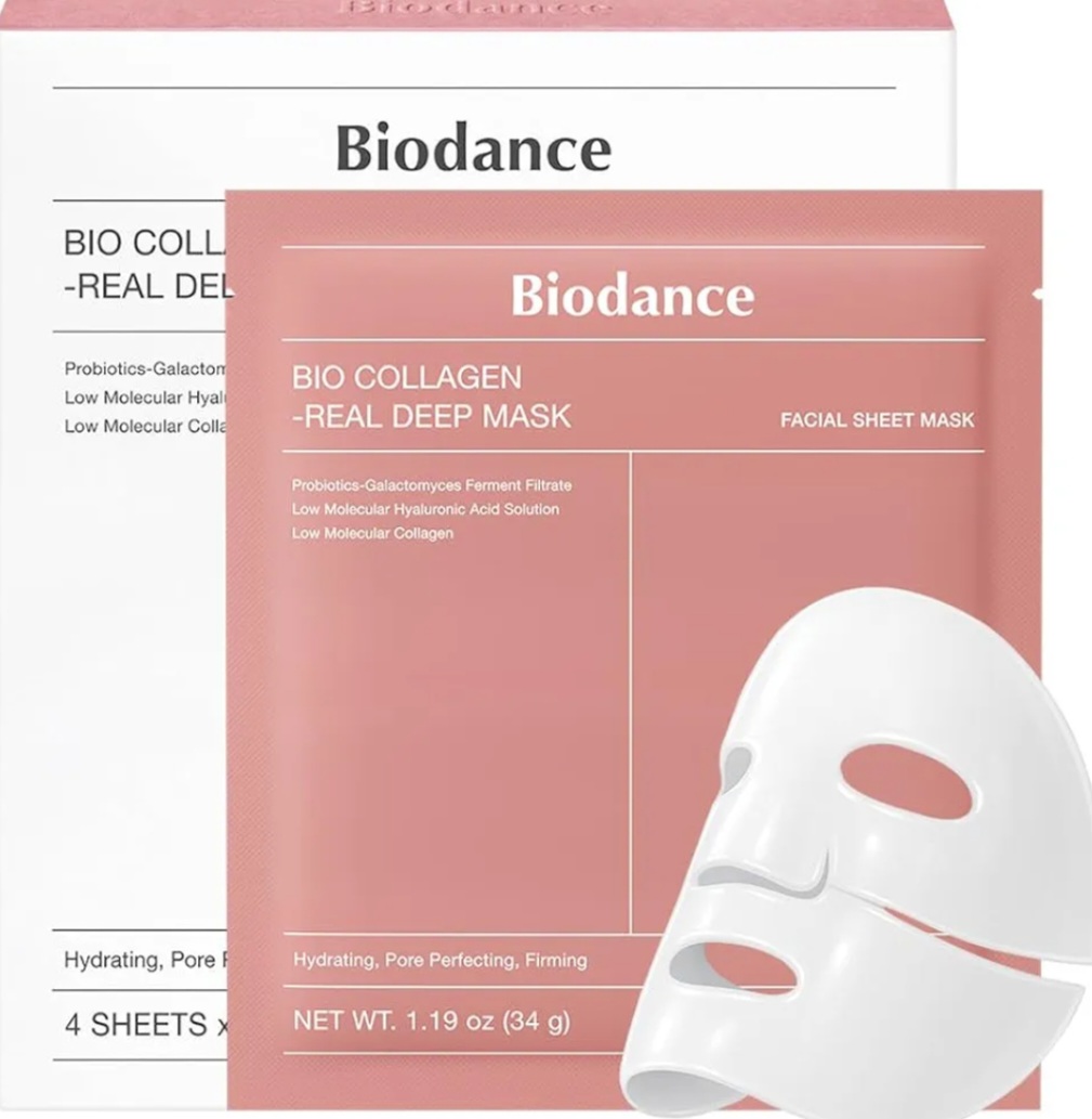 BIODANCE Bio-Collagen Real Deep Face Mask 4 Pcs | Hydrogel Overnight Mask | Pore Minimizing and Elasticity Improvement | Korean Face Mask for Glass Skin | Korean Skincare