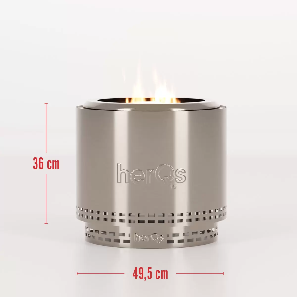 HerQs Blaze 50cm Wood Burning Stainless Steel Fire Pit Bundle