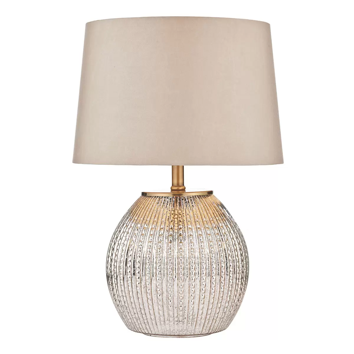 Sonia Brass & Silver Dual Table Lamp with Taupe Shade