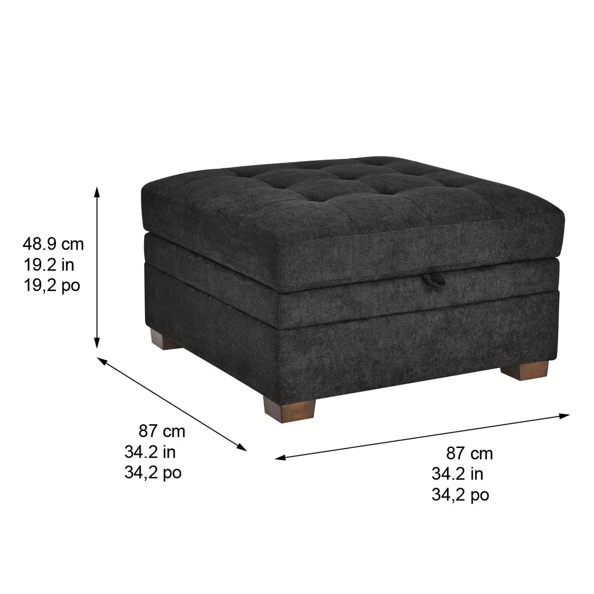 Thomasville Tisdale Dark Grey Fabric Storage Ottoman