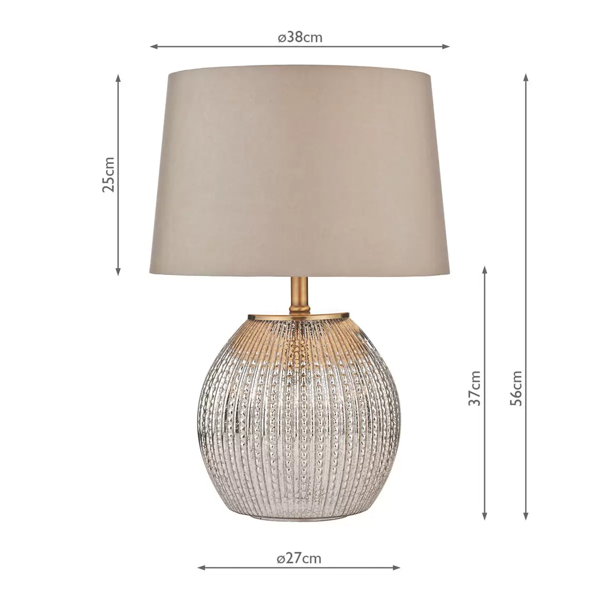 Sonia Brass & Silver Dual Table Lamp with Taupe Shade