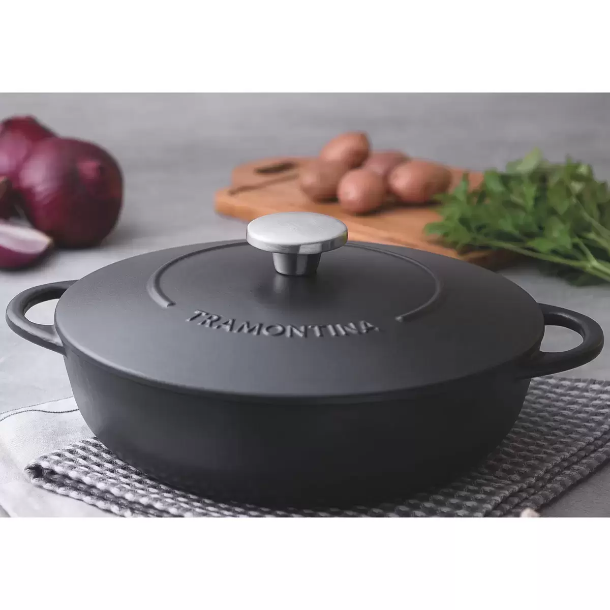 Tramontina Enamelled Cast Iron Shallow Casserole Dish, 28cm / 4.1L