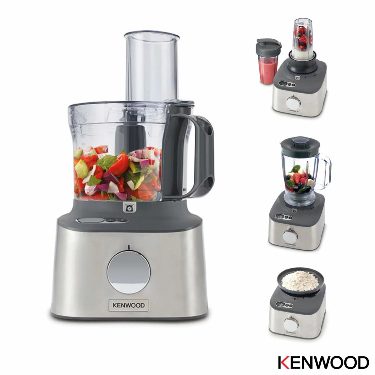 Kenwood Multipro Compact Plus Food Processor & Blender with Digital Weighing Scales, FDM312SS