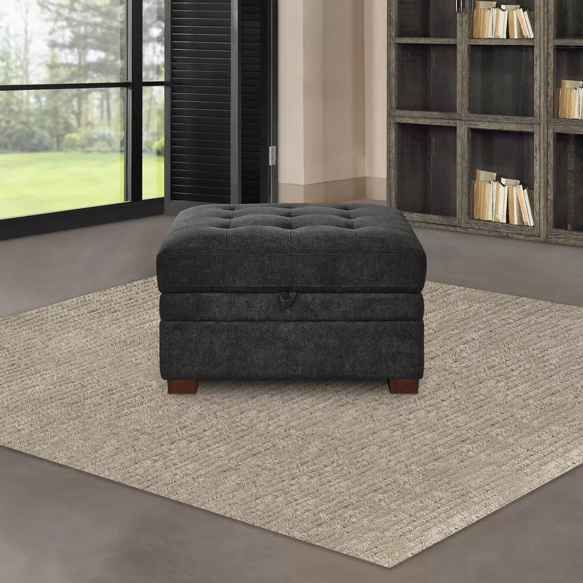 Thomasville Tisdale Dark Grey Fabric Storage Ottoman