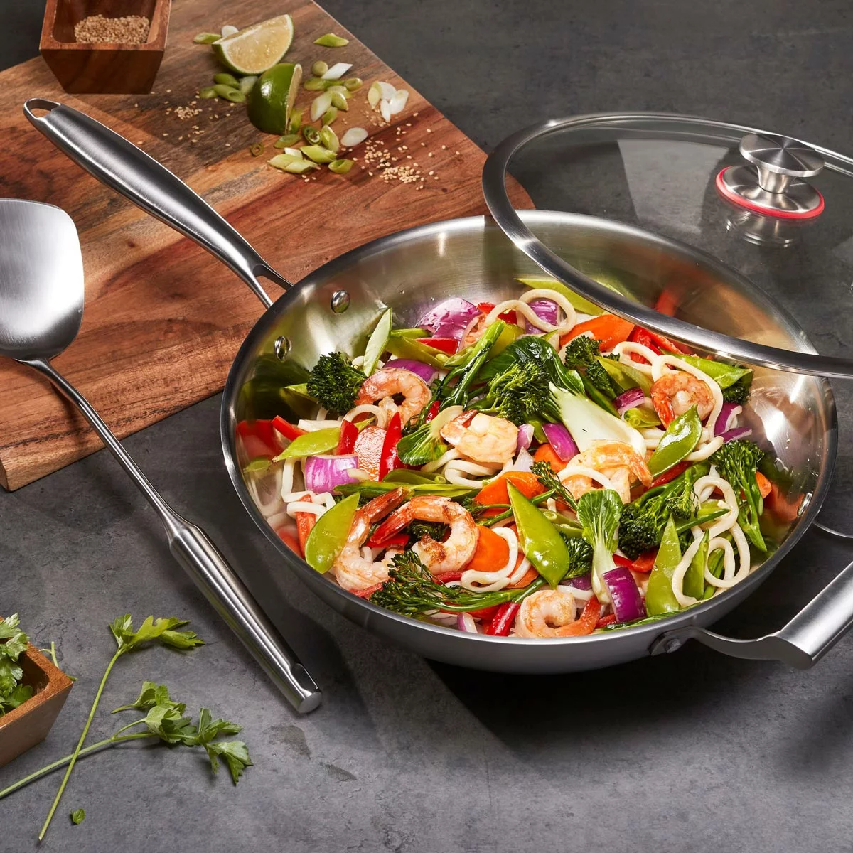 MIU Stainless Steel 34cm Wok & Utensil