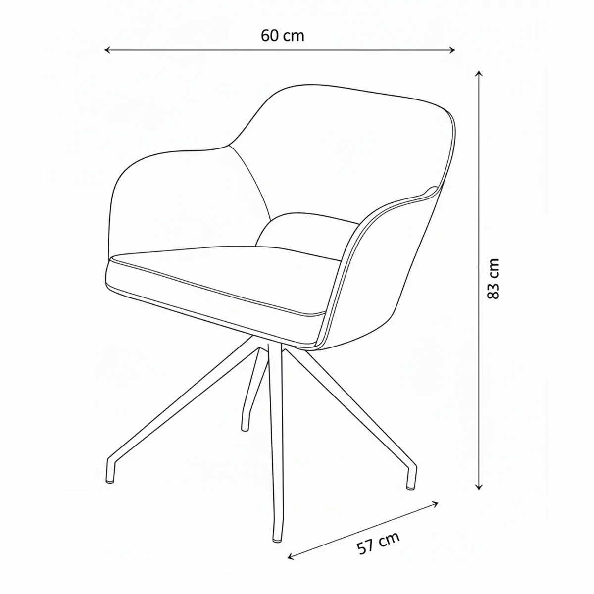 AKANTE Chicago Grey Swivel Dining Chair, 2 Pack