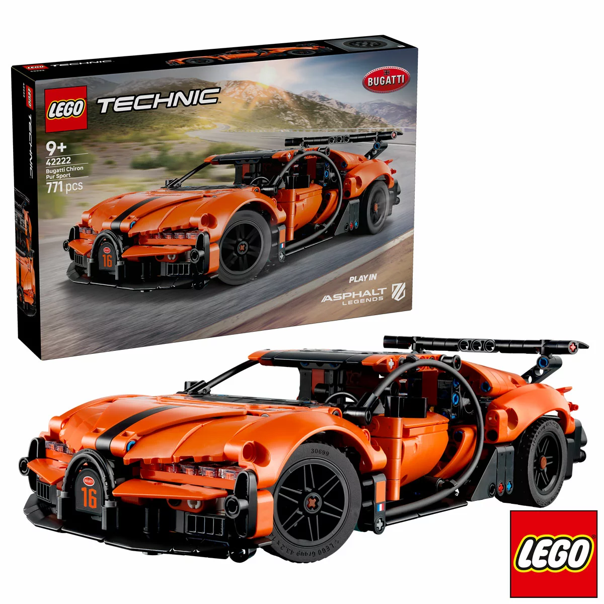 LEGO Technic Bugatti Chiron Pur Sport Hypercar - Model 42222 (9+ Years)