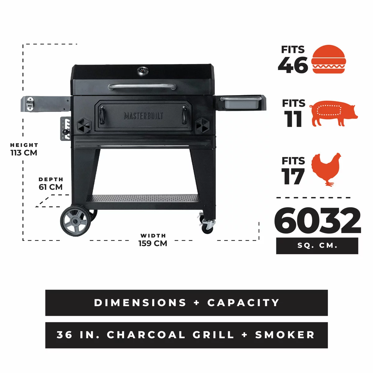Masterbuilt 36" (91.4cm) Charcoal BBQ Barbecue