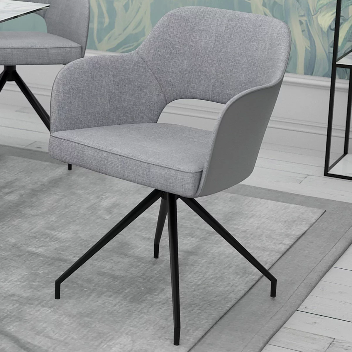 AKANTE Chicago Grey Swivel Dining Chair, 2 Pack